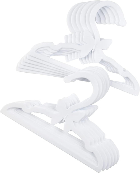 Doll Clothes Hangers for American 18" Girl Dolls - Set of 24 Unique Pink and White Butterfly Wardrobe Hangers