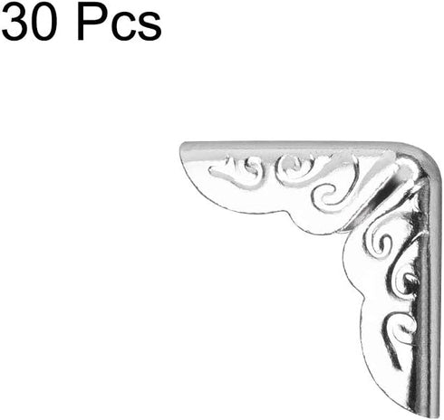 uxcell Metal Book Corner Protectors - Edge Cover Guard 15X15X3mm Silver Tone, 30pcs
