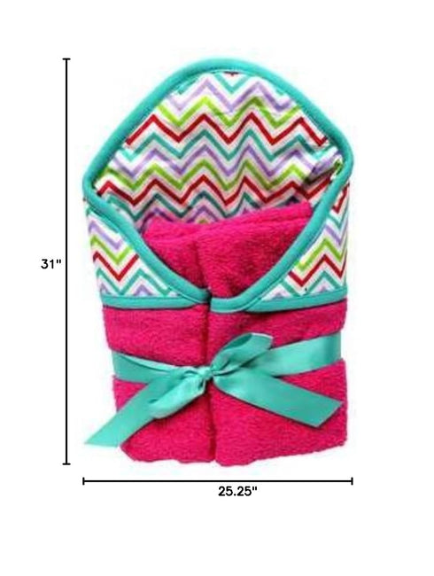 HOODED BABY TOWEL CHILD / BABY Hooded Towel Hot Pink Chevron