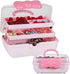 Hair Accessories Organizer for Girls, Lockable Three-layer Folding Craft Storage Box for Headbands, Clips, Ties 10.8 *