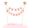Happy Birthday Cake Topper Banner, Handmade Ivory Pennant Flag with Wooden Poles, Perfect for Cakes and Cupcakes