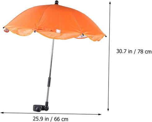 Stroller Umbrella Portable Chairs, Toddler Stroller Clip on Umbrella, Universal Push Chair Umbrella with Clamp