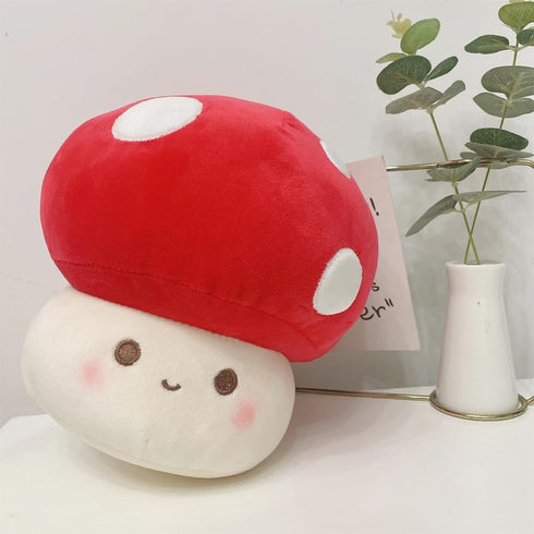 Yeqivo 3D 25cm Cute Mushroom Plush Toy, Red Soft Mushroom Plushie Hugging Pillow Gift for Girls Kids Home Decor