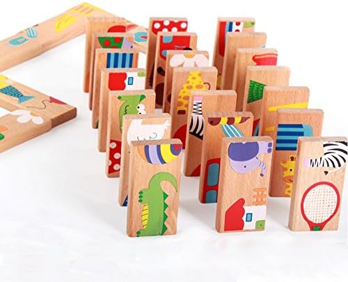 28 Pcs Educational Wooden Toy Domino Animal Puzzles Kids Game Gift