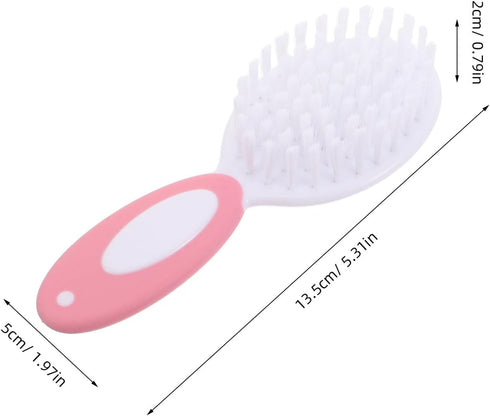 Set Mikinona Scalp Brush and Nylon Comb for Newborns and Infants, Pink, Soft Silicone Scrubber, Suitable for Wet