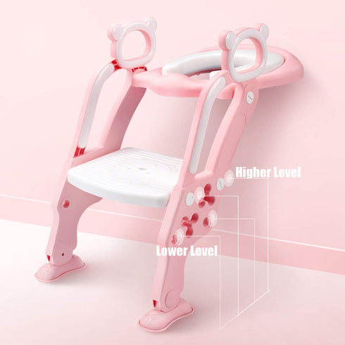 GrowthPic Toddler Toilet Training Seat Ladder with Sturdy Non-Slip Wide Step and Soft Cushion for Girls with Splash