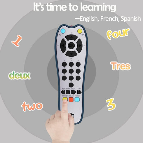 Baby Realistic TV Remote Control Toy with Light and Sound, Adjustable Volume, Educational Musical Toy for 3+ Months