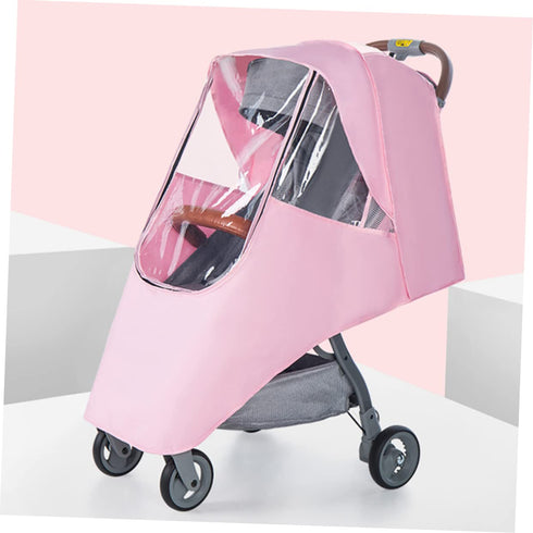 Spittle-proof Pink Baby Stroller Rain Cover, Windproof Umbrella Car Cover