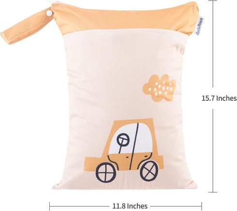 CoolaPeach 2pcs Cloth Diaper Wet Dry Bags Waterproof Reusable with Two Zippered Pockets Travel Beach Pool Daycare