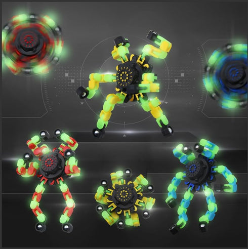 estardaa 8Pcs Fidget Spinners Glow in The Dark, Fingertip Gyro DIY Deformable Robot