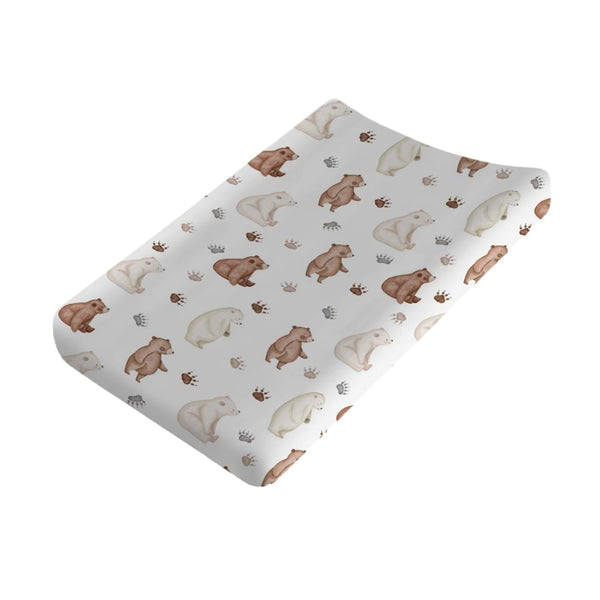 Cute Woodland Bear and Paws Changing Pad Cover, Cartoon Bear Changing Table Cover for Baby Boys and Girls