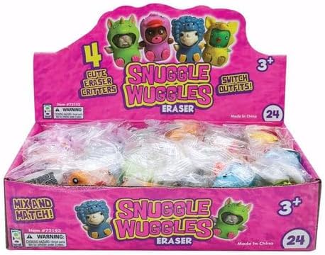 Raymond Geddes Snuggle Wuggle Erasers - 24 Assorted Colors Cute Animal Critter Erasers