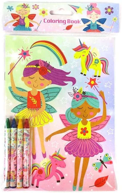 12 48 TINYMILLS Magical Fairies Coloring Books for Kids with Coloring Books and Crayons, Fairies Birthday Party Favors