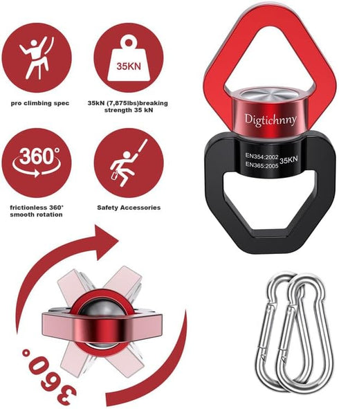 2 Pack Swivel Hook for Swing, 35KN Swing Spinner, Aluminium Alloy for Children's Swing and Aerial Yoga