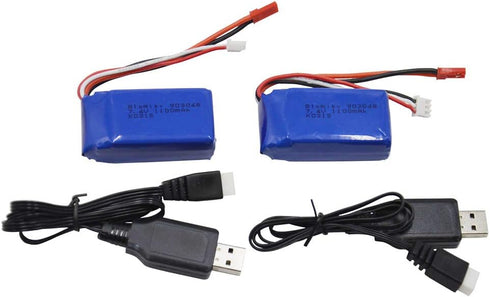 Blomiky 2 Pack 8.14Wh 7.4V 1100mAh Li-ion-Po Battery with JST Plug for Wltoys RC Truck Cars