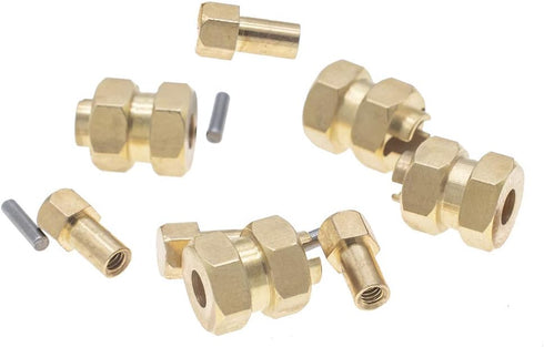 4Pcs Brass Extended 7mm Hex Wheel Hubs, 8mm Thick for AXIAL SCX24 Upgrades 1/24 RC Crawler Car