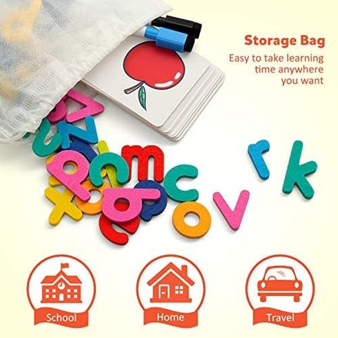 Set 3 4 5 Coogam Reading & Spelling Learning Toy, Wooden Letters Flash Cards Sight Words Matching ABC Alphabet