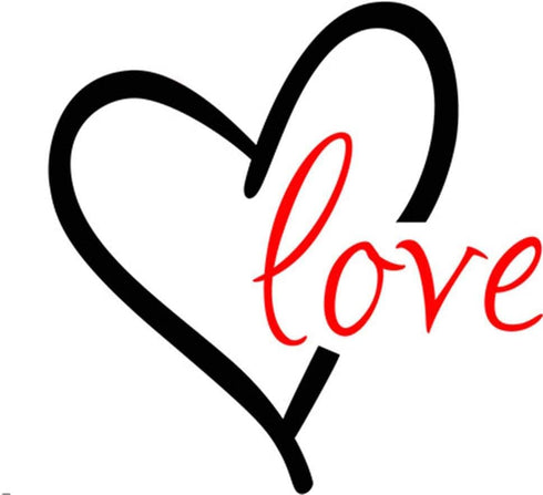BIBITIME Valentine's Day Wall Decal, 16.93" x 16.93" Black Heart Red Love Vinyl Sticker for Nursery Kids Room Decor