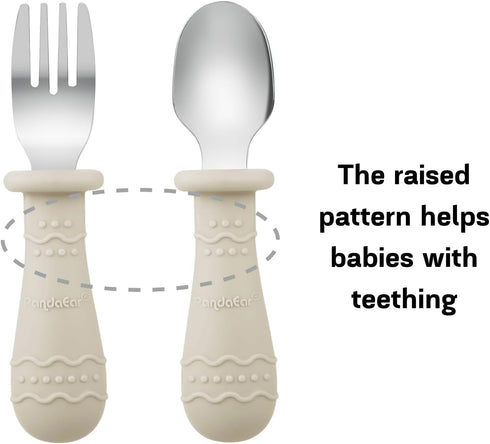 PandaEar 6 Pack Toddler Plates and Utensils Set, 2 Pack Silicone Baby Plates with Suction & 4 Stainless Steel Spoons
