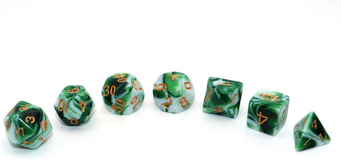 Polyhedral DND Dice Set - Green White RPG Dice for Dungeon and Dragons, D&D Pathfinder MTG Role Playing Games