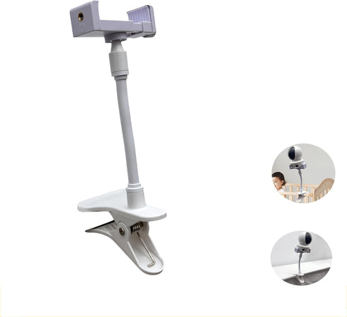 NVRTTRR 1/4 (10in) Universal Threaded Hole Baby Monitor Mount Bracket, Adjustable Gooseneck Arm Holder with Clip Baby