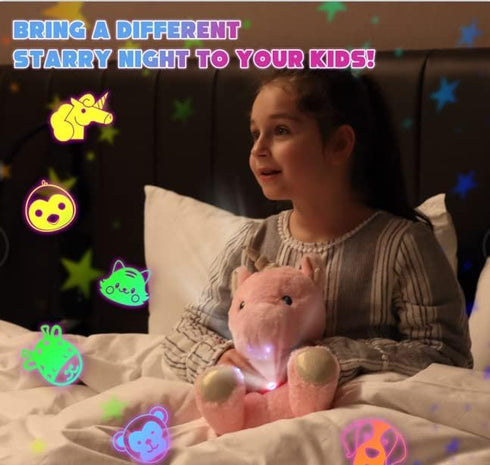 Christmas,13'' Cuteoy Plush Pink Unicorn Star Projector Musical Adjustable Singing Night Light Stuffed Animals Glowing