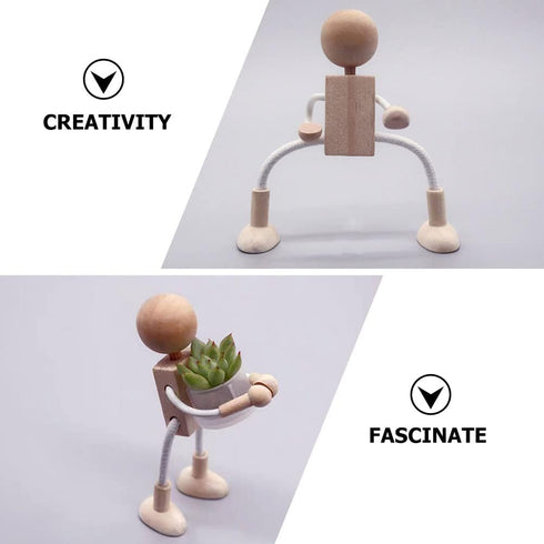 4 pcs Unfinished Wooden Robot Peg Dolls for DIY Painting Supplies