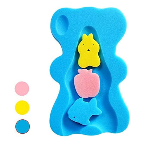 Naisicore 1 3 (4.5cm Infant Bath Sponge, Bear Shaped Baby Bath Skid Proof Bath Support, Soft Comfy Baby Shower Cushion
