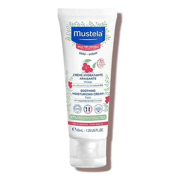 Mustela Baby Soothing Moisturizing Cream - Fragrance-Free Face Moisturizer for Very Sensitive Skin - 1.35 fl. oz. with