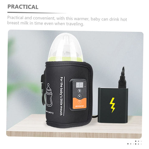 Toddmomy Portable USB Bottle Warmer Temperature Heating Wrap for Milk Travel Friendly Design with LCD Display for Go