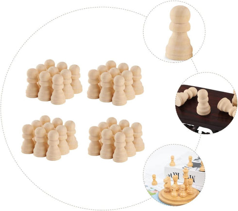 TOYANDONA 50pcs Wooden Chess Pieces Toys - Unfinished Wood Crafts Puzzle Toy - Wood Checker Toys Painting DIY Chess