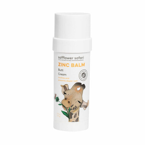 Safflower Safari Baby Zinc Balm Stick - All Natural Butt Cream, Mess Free Diaper Rash Cream, Treat & Prevent Diaper