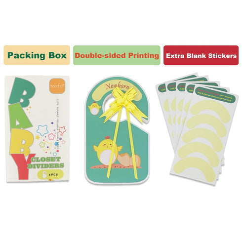 Baby Closet Dividers with Extra Stickers, Cute Nursery Clothes Organizer for Hangers