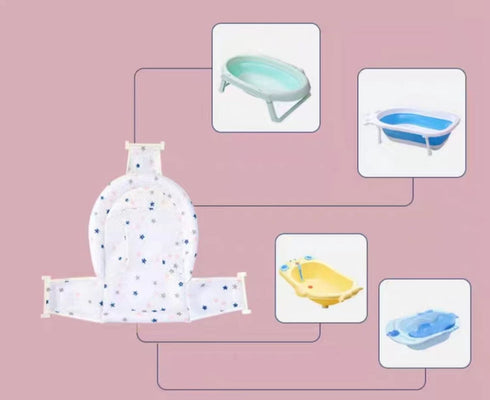 0-18 Months Newborn Bathtub Mat, Adjustable Shower Mesh Seat Support Net for Baby Bath Pillow