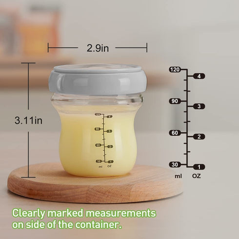 Gen.3 4.2oz/120ml, 1 haakaa Breastmilk Storage Container Glass Baby Food Jar- Baby Food Storage Containers Leakproof