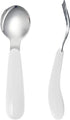 VANRA 2 Pieces Toddler Fork and Spoon Set with Travel Case, 18/8 Stainless Steel Kids Silverware for Lunch Box (White)