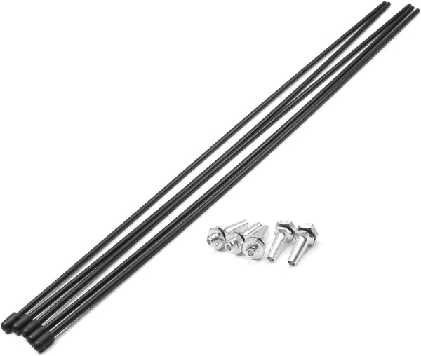 Fielect 5Pcs RC Antenna Tube Black with Siliver Mount and Cap for RC