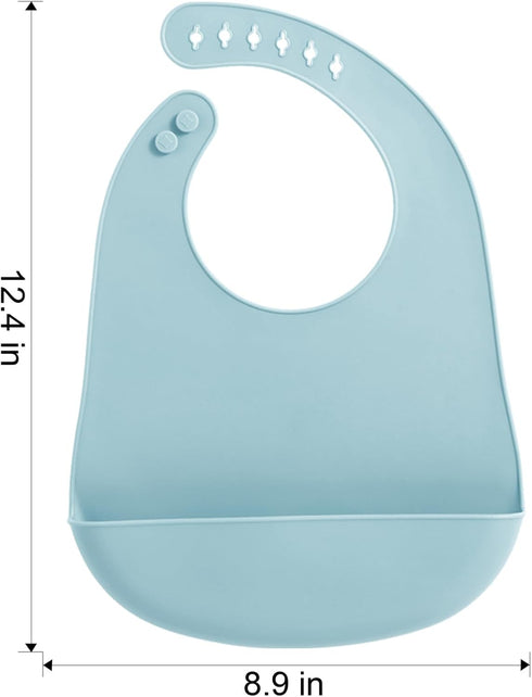 5 Pack PandaEar Waterproof Silicone Baby Bibs| Super Thin Light Weight Feeding Bib with Food Catcher Pocket for Toddler