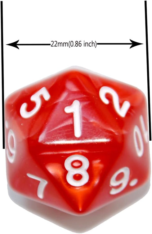 12-Pack 20 D20 SmartDealsPro Sided Dice Pearl Large Polyhedral Spin Down Dice Die with Pouch for DND RPG MTG Table Game