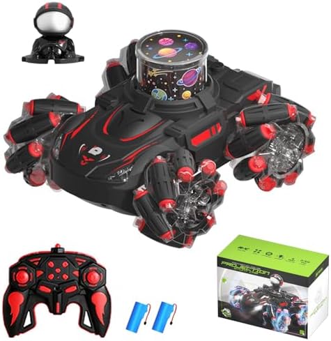 RC Stunt Car Remote Control for Kids with HD Projection Lights, Music, 360° Rotation, 4WD 2.4GHz
