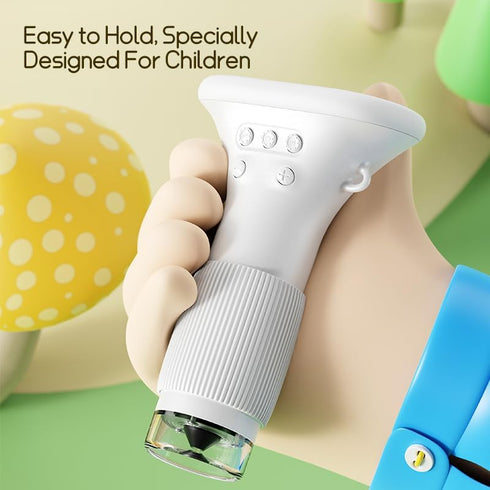 GinoCaco 1000X 2'' 3 4 5 6 7 8 9 10 11 12 Kids Microscope Digital Camera, Handheld Camera Microscope for Kids