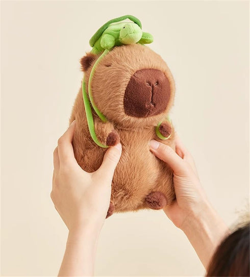 12inch Cute Capybara Plush with Turtle Backpack - Soft Capybara Stuffed Animal Toy Doll Pillow for Kids