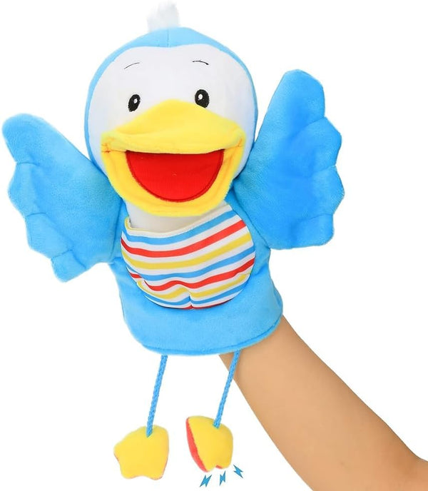 Hopearl Plush Bird Hand Puppet, Interactive Toy for Storytelling and Teaching, Movable Mouth, Blue, 16''