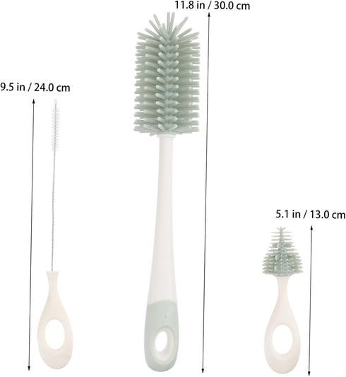 Cleaning Brush Set for Baby - Silicone Water Scrub Brush and Bottle Cleaner for Kids' Bottles and Glasses