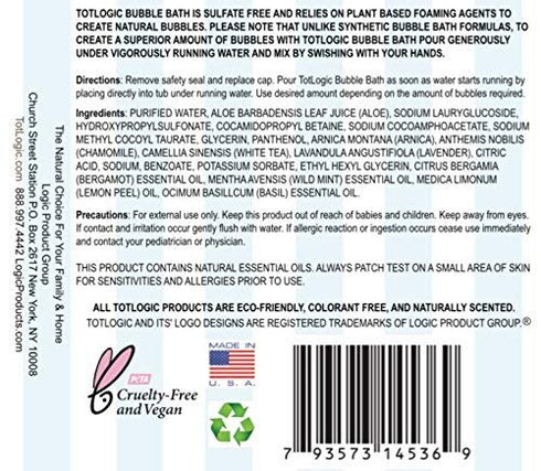 TotLogic Sulfate Free Bubble Bath - 8 oz, Original Scent, Gentle & Hypoallergenic, No Parabens or Sulfates