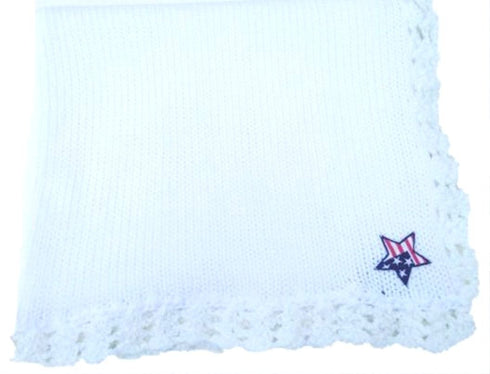 Gita Knitted White Cotton Crochet with White Chenille Blanket for Infants