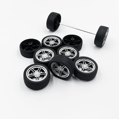 URIMPAVIDO 10PCS 40mm (3X40mm) Toy Car Wheels Rubber Tire Wheels with Metal Shaft for RC Car Truck DIY Model Toy Wheel