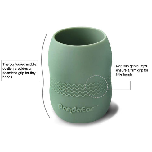 PandaEar 2 Pack Tiny Silicone Drinking Training Cup for Baby and Toddler (Blue/Green)