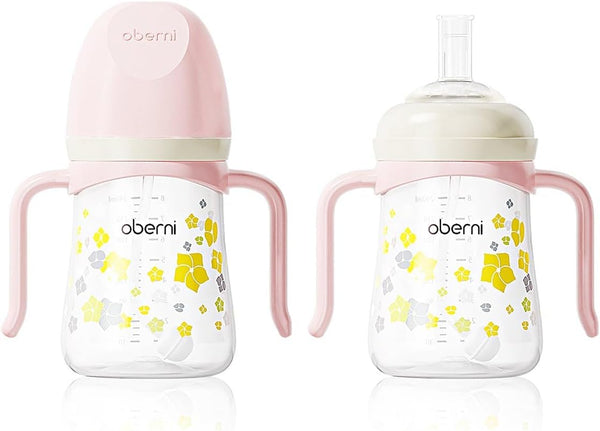 Oberni Toddler Sippy Cup 10oz, Weighted Straw Baby Drinking Water Bottle with