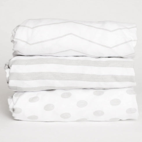 3 Set 100% 28x52x9 NODNAL CO. Fitted Crib Sheets Gray - OEKO-TEX Cotton for Baby Girl/Boy Nursery Bedding - Gender
